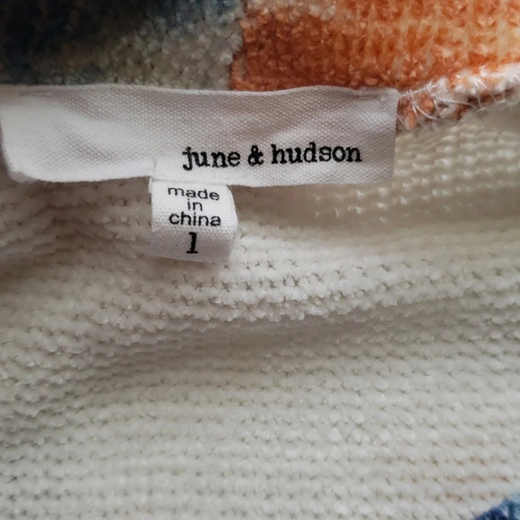 June & Hudson Sweater Women's Large Crop Tie Dye Y2K Boho Hippie Colorful Soft - Picture 4 of 6